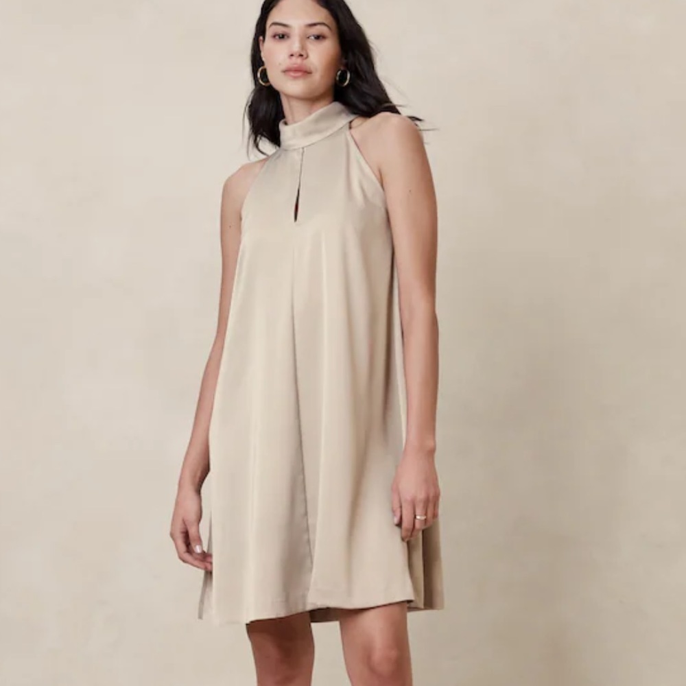 Banana Republic Factory SATIN HALTER-NECK MINI DRESS